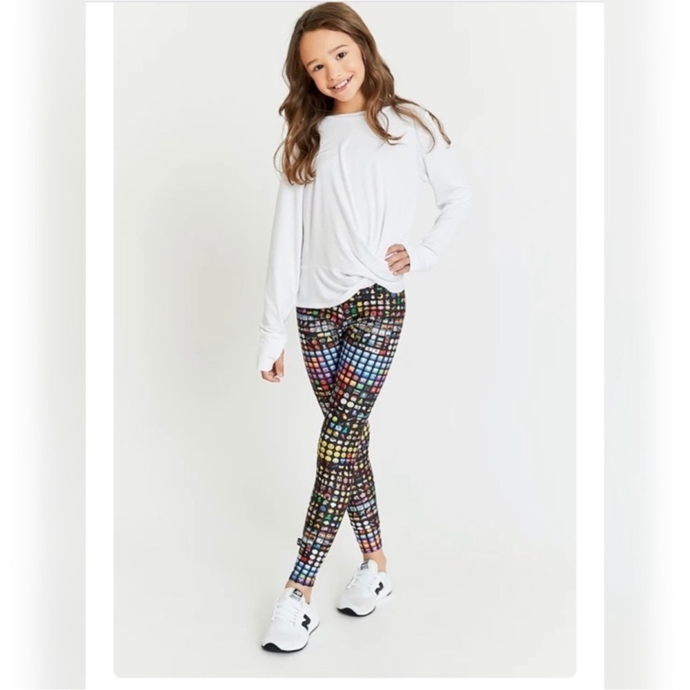 NWT Terez Emoji Print Leggings | Girls’ Medium | Soft Stretchy Athleisure